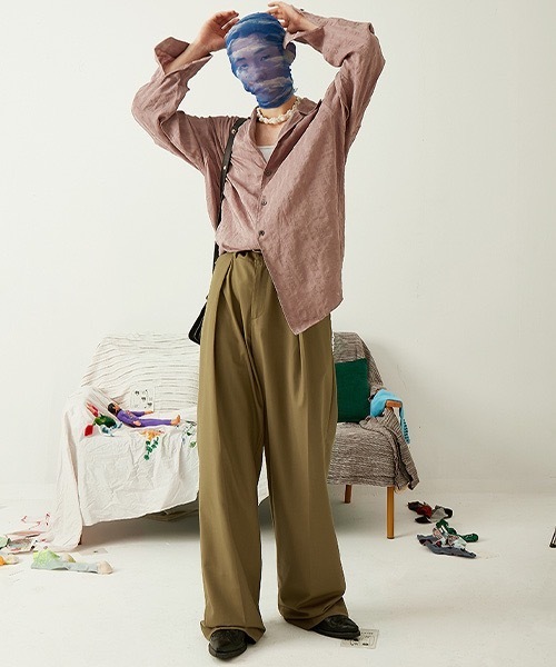 MIXSEVEN（ミックスセブン）の「ハイウェストドレープベージュパンツ MX21S34【MIX SEVEN】（スラックス・メンズ・ブラウン・M/L/S）」の5枚目の写真