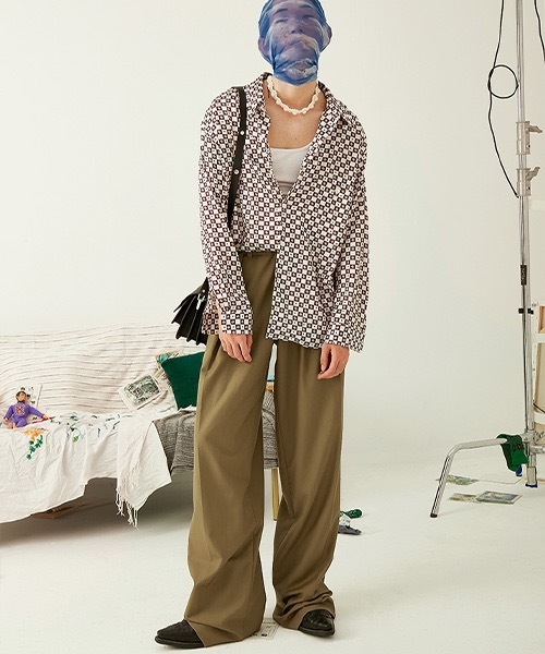 MIXSEVEN（ミックスセブン）の「ハイウェストドレープベージュパンツ MX21S34【MIX SEVEN】（スラックス・メンズ・ブラウン・M/L/S）」の3枚目の写真