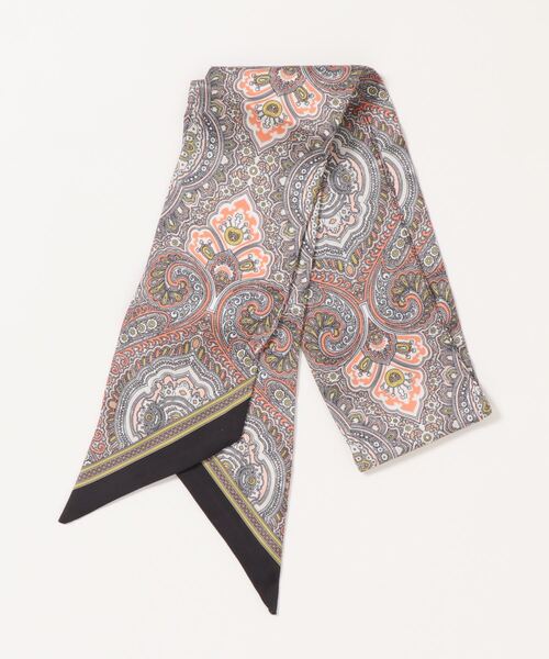 Te chichi（テチチ）の「柄プリントナロースカーフ（バンダナ/スカーフ・レディース・グリーン/ピンク/ブラック/ベージュ・ﾌﾘ-）」の4枚目の写真