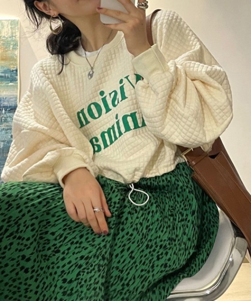 Diosfront（ディオスフロント）の「ロゴカラープリントオーバーシルエットトレーナー（スウェット・レディース・アイボリー/ローズ・FREE）」の5枚目の写真