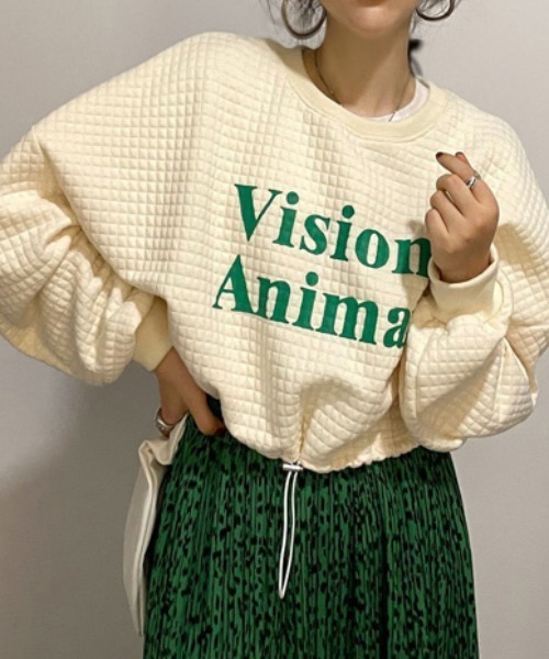 Diosfront（ディオスフロント）の「ロゴカラープリントオーバーシルエットトレーナー（スウェット・レディース・アイボリー/ローズ・FREE）」の7枚目の写真