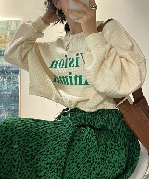 Diosfront（ディオスフロント）の「ロゴカラープリントオーバーシルエットトレーナー（スウェット・レディース・アイボリー/ローズ・FREE）」の11枚目の写真