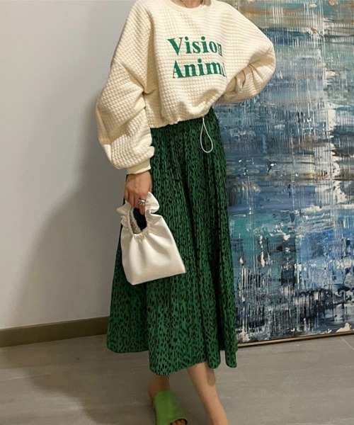 Diosfront（ディオスフロント）の「ロゴカラープリントオーバーシルエットトレーナー（スウェット・レディース・アイボリー/ローズ・FREE）」の10枚目の写真