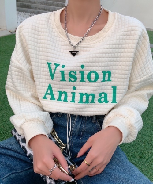 Diosfront（ディオスフロント）の「ロゴカラープリントオーバーシルエットトレーナー（スウェット・レディース・アイボリー/ローズ・FREE）」の18枚目の写真