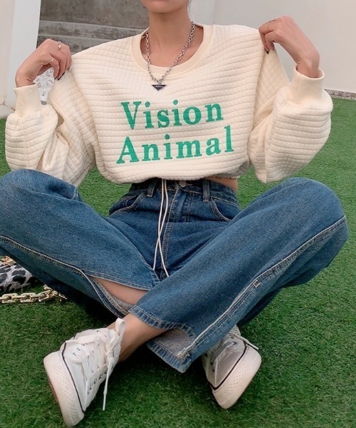 Diosfront（ディオスフロント）の「ロゴカラープリントオーバーシルエットトレーナー（スウェット・レディース・アイボリー/ローズ・FREE）」の20枚目の写真