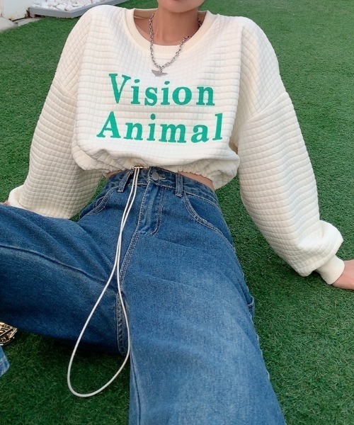 Diosfront（ディオスフロント）の「ロゴカラープリントオーバーシルエットトレーナー（スウェット・レディース・アイボリー/ローズ・FREE）」の21枚目の写真