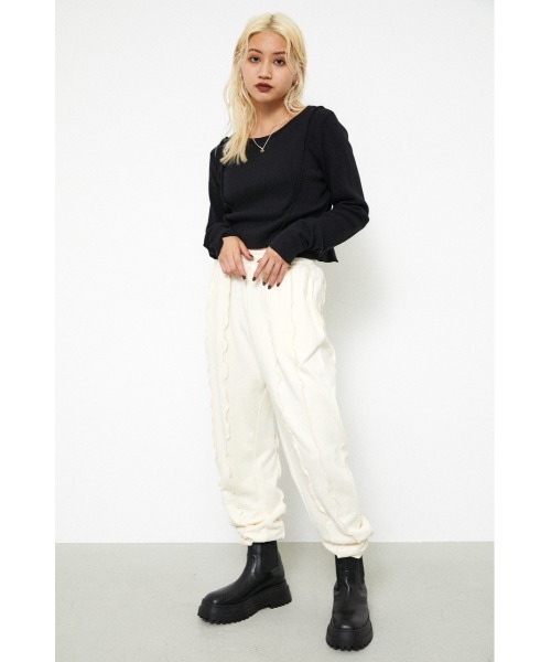 LAGUA GEM（ラグアジェム）の「RANDAM LINE SW PT-A（その他パンツ・レディース・ブラック/オフホワイト・MEDIUM/SMALL）」の2枚目の写真