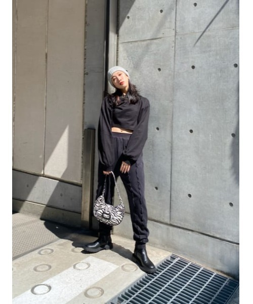 LAGUA GEM（ラグアジェム）の「RANDAM LINE SW PT-A（その他パンツ・レディース・ブラック/オフホワイト・MEDIUM/SMALL）」の6枚目の写真