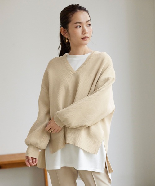 titivate（ティティベイト）の「ゆるﾆｯﾄｽｷｯﾊﾟｰﾊﾟｰｶｰ（パーカー・レディース・ブラック/モカ/ライトベージュ・S/M）」の3枚目の写真