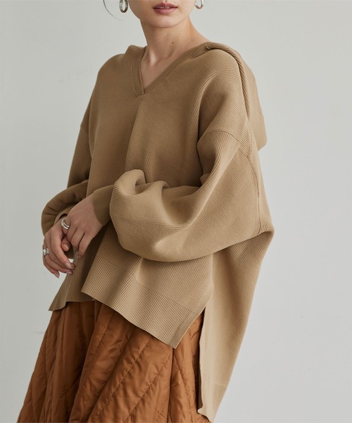 titivate（ティティベイト）の「ゆるﾆｯﾄｽｷｯﾊﾟｰﾊﾟｰｶｰ（パーカー・レディース・ブラック/モカ/ライトベージュ・S/M）」の2枚目の写真