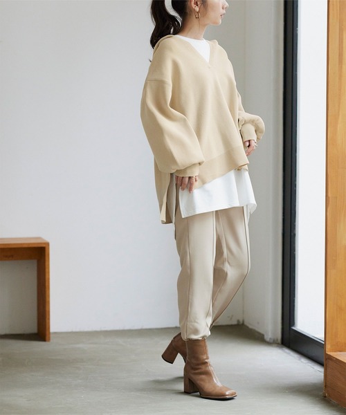 titivate（ティティベイト）の「ゆるﾆｯﾄｽｷｯﾊﾟｰﾊﾟｰｶｰ（パーカー・レディース・ブラック/モカ/ライトベージュ・S/M）」の6枚目の写真