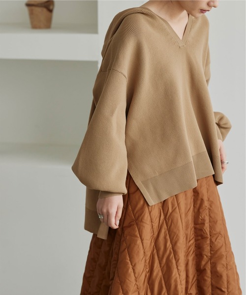 titivate（ティティベイト）の「ゆるﾆｯﾄｽｷｯﾊﾟｰﾊﾟｰｶｰ（パーカー・レディース・ブラック/モカ/ライトベージュ・S/M）」の4枚目の写真