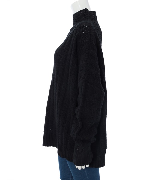 fifth（フィフス）の「[ウォッシャブル対応]ボトルネック透かし編みボリュームニット（ニット/セーター・レディース・スモークピンク/ホワイト/ブラック・MEDIUM）」の6枚目の写真