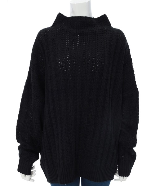 fifth（フィフス）の「[ウォッシャブル対応]ボトルネック透かし編みボリュームニット（ニット/セーター・レディース・スモークピンク/ホワイト/ブラック・MEDIUM）」の5枚目の写真