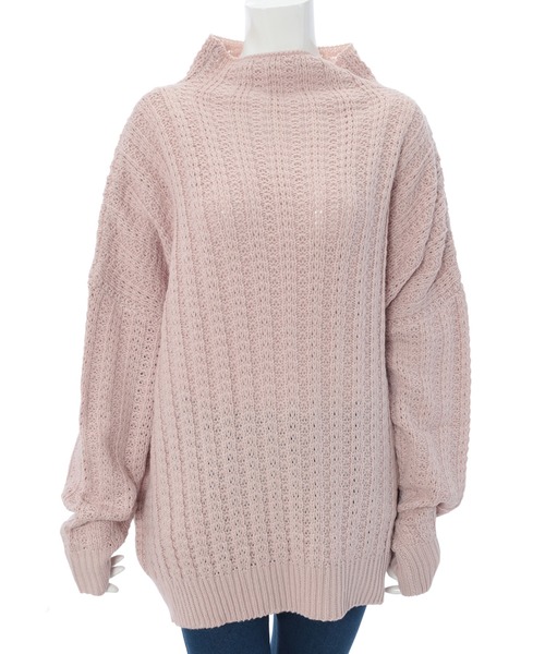fifth（フィフス）の「[ウォッシャブル対応]ボトルネック透かし編みボリュームニット（ニット/セーター・レディース・スモークピンク/ホワイト/ブラック・MEDIUM）」の7枚目の写真