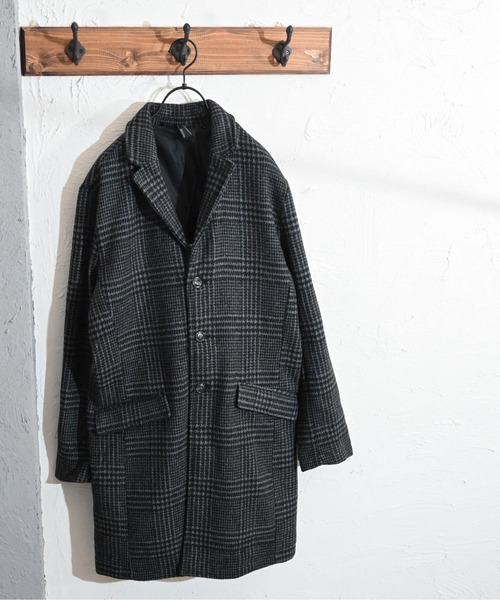 Burner(バーナー)の「【BURNER SELECT】メルトンチェスターコート(チェスターコート・メンズ・ブラック/グレー/ネイビー/チェック・M/XL/L)」の4枚目の写真