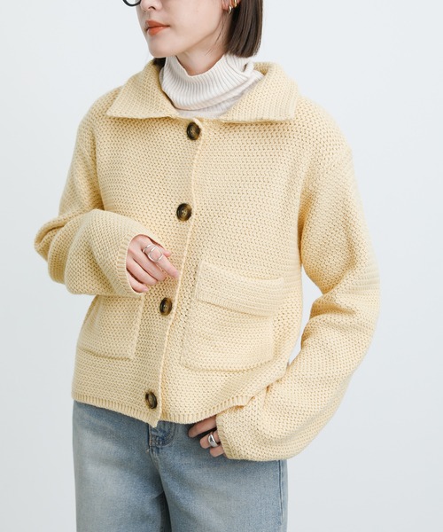 select MOCA(セレクトモカ)の「2021 AW レトロニットカーディガン(カーディガン/ボレロ・レディース・ブラウン/ペールイエロー/グリーン・FREE)」の3枚目の写真