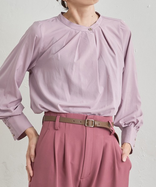 natural couture(ナチュラルクチュール)の「お上品タックブラウス(シャツ/ブラウス・レディース・ネイビー/ピンク/アイボリー/その他1/その他2/その他3・FREE)」の1枚目の写真