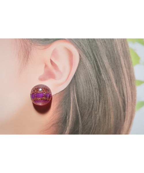 tone(トーン)の「【hazeleyes】storyseries ヴィンテージレジンピアス(MA)(ピアス(両耳用)・レディース・ダークグリーン/パープル/ブラウン/レッド/チェリーレッド/パープル系1/グリーン/シルバー・FREE)」の11枚目の写真