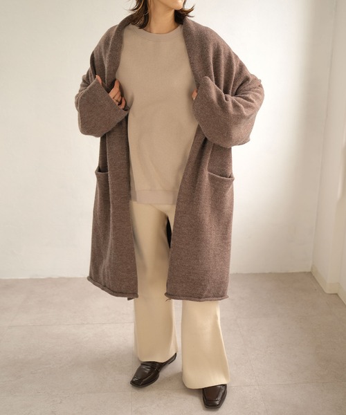 ＡＮＤＪ（アンドジェイ）の「【ANDJ MADE】ショールカラーニットロングガウンカーディガン（カーディガン/ボレロ・レディース・ブラック/ブラウン/モカ・M）」の21枚目の写真