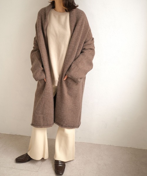 ＡＮＤＪ（アンドジェイ）の「【ANDJ MADE】ショールカラーニットロングガウンカーディガン（カーディガン/ボレロ・レディース・ブラック/ブラウン/モカ・M）」の22枚目の写真