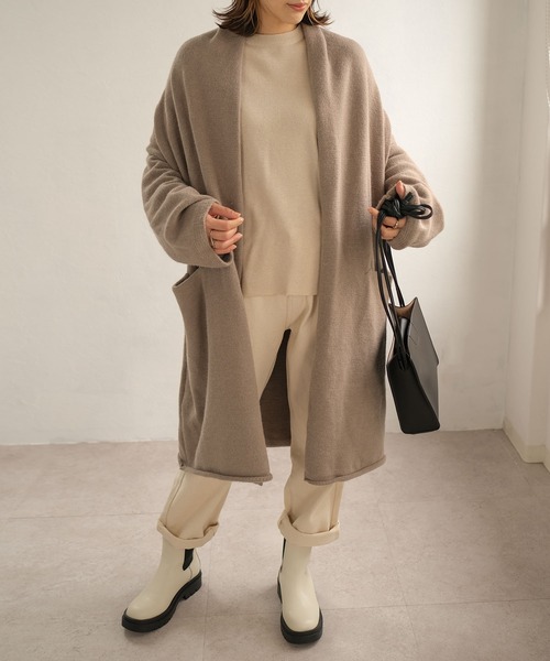 ＡＮＤＪ（アンドジェイ）の「【ANDJ MADE】ショールカラーニットロングガウンカーディガン（カーディガン/ボレロ・レディース・ブラック/ブラウン/モカ・M）」の19枚目の写真