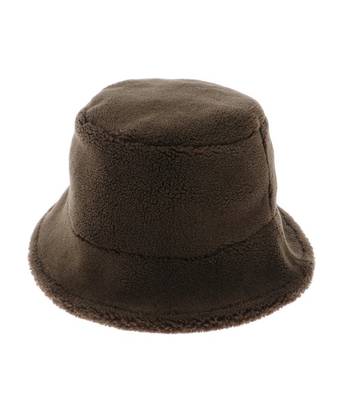 Green　Parks（グリーンパークス）の「・ムートンリバーシブルハット＊（ハット・レディース・ブラック/アイボリー/カーキ・FREE）」の5枚目の写真