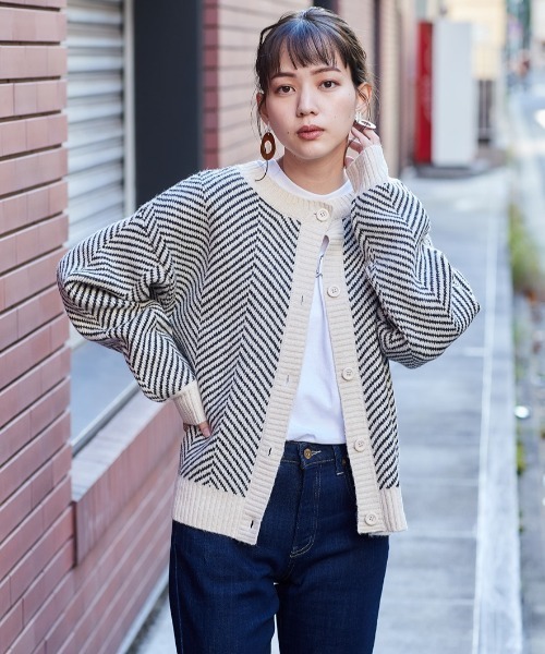 cepo（セポ）の「２WAYニットカーデ　柄アソート（カーディガン/ボレロ・レディース・グレー/オフホワイト/ホワイト系その他/グリーン・M）」の6枚目の写真