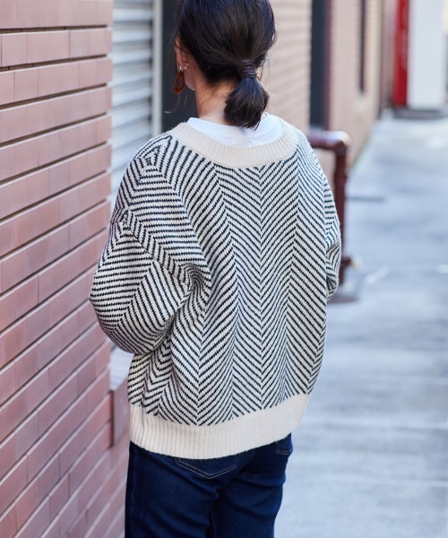 cepo（セポ）の「２WAYニットカーデ　柄アソート（カーディガン/ボレロ・レディース・グレー/オフホワイト/ホワイト系その他/グリーン・M）」の9枚目の写真