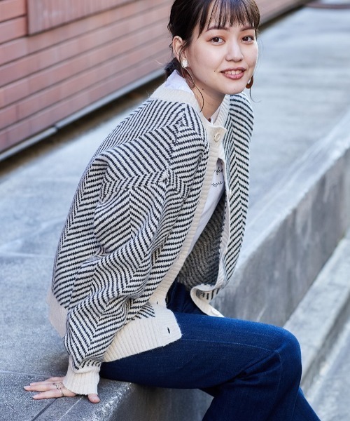 cepo（セポ）の「２WAYニットカーデ　柄アソート（カーディガン/ボレロ・レディース・グレー/オフホワイト/ホワイト系その他/グリーン・M）」の12枚目の写真