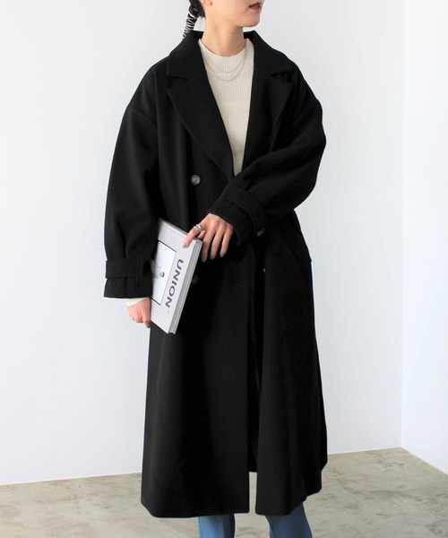 GeeRA(ジーラ)の「ニットモッサトレンチデザインコート(チェスターコート・レディース・ブラック/ブルー/アイボリー/モカ・MEDIUM)」の3枚目の写真