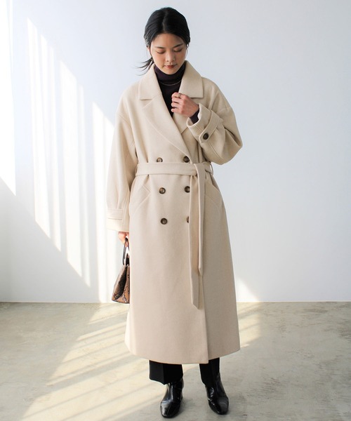 GeeRA(ジーラ)の「ニットモッサトレンチデザインコート(チェスターコート・レディース・ブラック/ブルー/アイボリー/モカ・MEDIUM)」の5枚目の写真