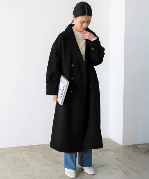GeeRA(ジーラ)の「ニットモッサトレンチデザインコート(チェスターコート・レディース・ブラック/ブルー/アイボリー/モカ・MEDIUM)」の6枚目の写真