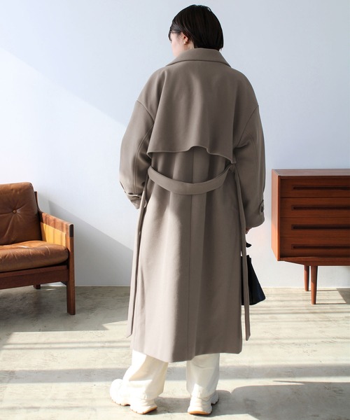 GeeRA(ジーラ)の「ニットモッサトレンチデザインコート(チェスターコート・レディース・ブラック/ブルー/アイボリー/モカ・MEDIUM)」の8枚目の写真