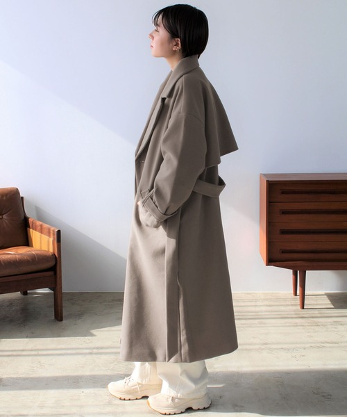 GeeRA(ジーラ)の「ニットモッサトレンチデザインコート(チェスターコート・レディース・ブラック/ブルー/アイボリー/モカ・MEDIUM)」の9枚目の写真