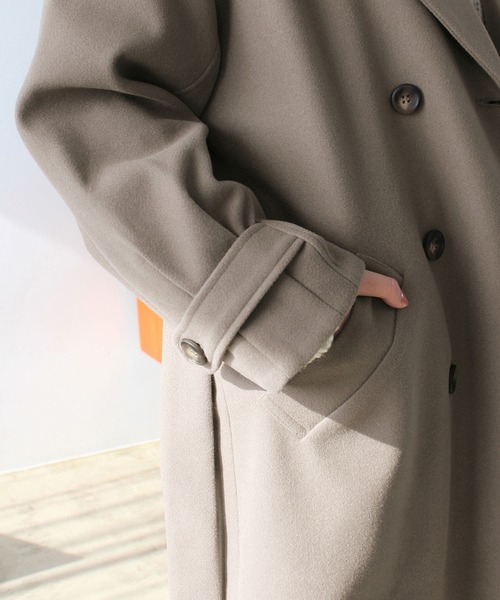 GeeRA(ジーラ)の「ニットモッサトレンチデザインコート(チェスターコート・レディース・ブラック/ブルー/アイボリー/モカ・MEDIUM)」の11枚目の写真