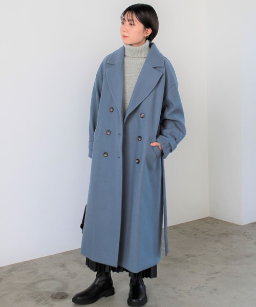 GeeRA(ジーラ)の「ニットモッサトレンチデザインコート(チェスターコート・レディース・ブラック/ブルー/アイボリー/モカ・MEDIUM)」の12枚目の写真