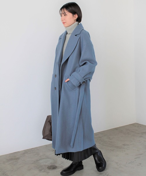 GeeRA(ジーラ)の「ニットモッサトレンチデザインコート(チェスターコート・レディース・ブラック/ブルー/アイボリー/モカ・MEDIUM)」の13枚目の写真