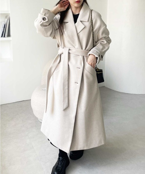 GeeRA(ジーラ)の「ニットモッサトレンチデザインコート(チェスターコート・レディース・ブラック/ブルー/アイボリー/モカ・MEDIUM)」の22枚目の写真