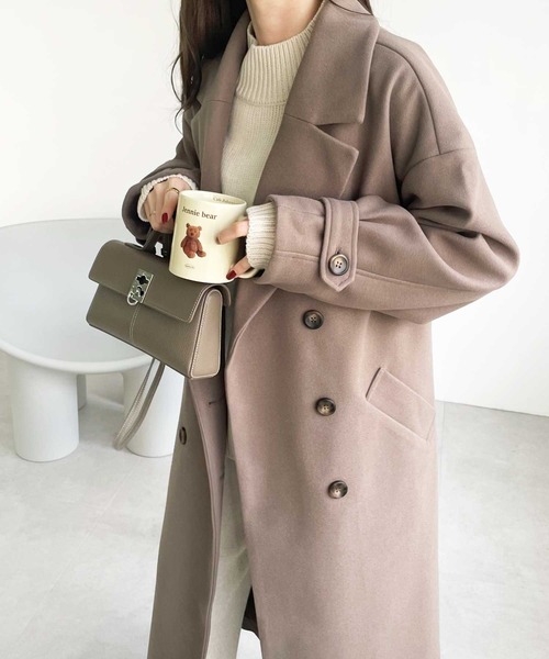 GeeRA(ジーラ)の「ニットモッサトレンチデザインコート(チェスターコート・レディース・ブラック/ブルー/アイボリー/モカ・MEDIUM)」の18枚目の写真