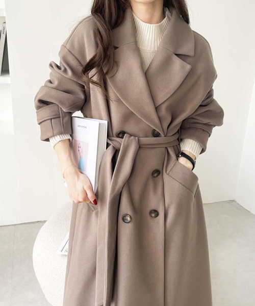 GeeRA(ジーラ)の「ニットモッサトレンチデザインコート(チェスターコート・レディース・ブラック/ブルー/アイボリー/モカ・MEDIUM)」の20枚目の写真