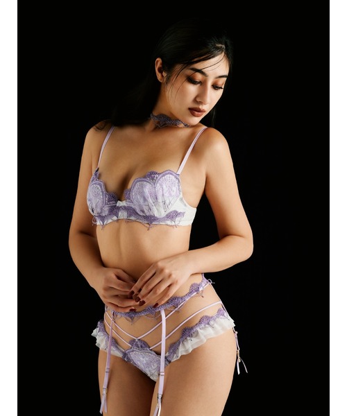 ランジェリアム ＊クラシックジュエリー ブラ &ショーツ×2 セット パープル LINGERIEAM（ランジェリアム）の「クラシックジュエリー
