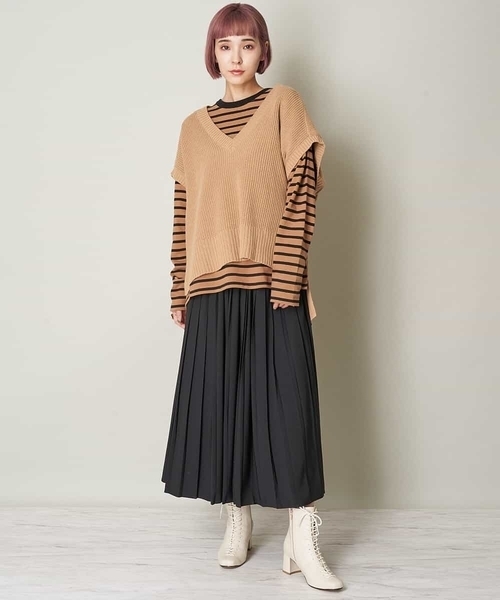 A de a.v.v（アードアー・ヴェ・ヴェ）の「（SET UP対応）ボリュームプリーツスカート（スカート・レディース・ブラック/ブラウン/グリーン・38/36）」の6枚目の写真