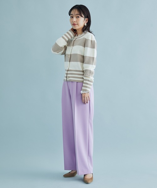 VIS（ビス）の「タック入りハイウエストワイドパンツ（スラックス・レディース・ホワイト系その他5/ダークラベンダー/グリーン/ネイビー・S/M/L）」の10枚目の写真