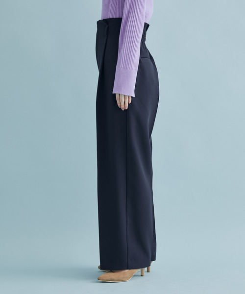 VIS（ビス）の「タック入りハイウエストワイドパンツ（スラックス・レディース・ホワイト系その他5/ダークラベンダー/グリーン/ネイビー・S/M/L）」の13枚目の写真