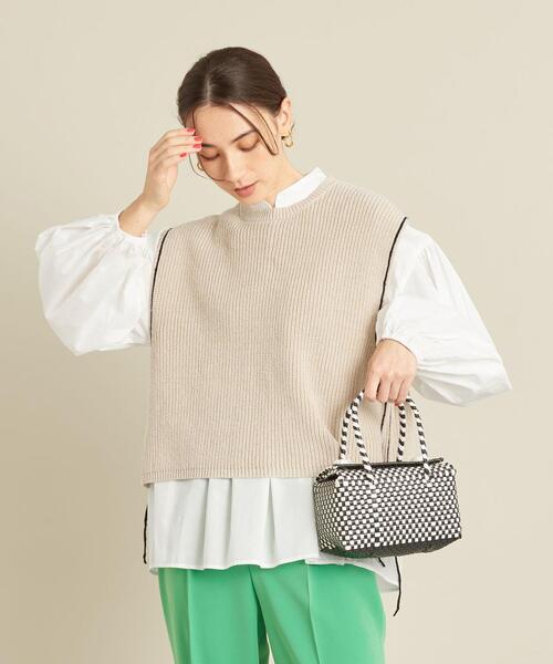 BYステッチレイヤードニットベスト×ボリュームブラウス-3WAY-∴