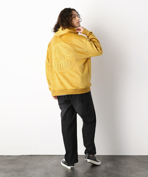 Purple&Yellow(パープルアンドイエロー)の「バックロゴエンボスパーカ(パーカー・メンズ・ブラック/ライトグリーン/マスタード/キナリ・SMALL/MEDIUM/LARGE/X-LARGE)」の8枚目の写真