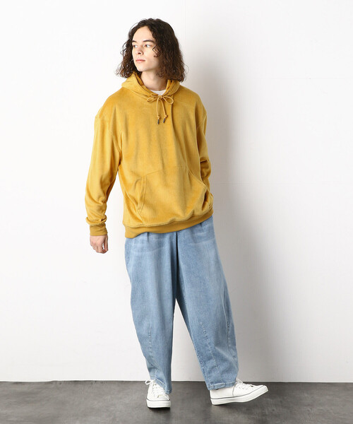 Purple&Yellow(パープルアンドイエロー)の「バックロゴエンボスパーカ(パーカー・メンズ・ブラック/ライトグリーン/マスタード/キナリ・SMALL/MEDIUM/LARGE/X-LARGE)」の9枚目の写真