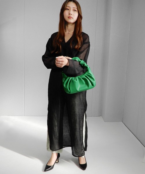 minia（ミニア）の「ギャザーハンドルバッグ　◇（ハンドバッグ・レディース・ブラック/グリーン/オレンジ・FREE）」の13枚目の写真