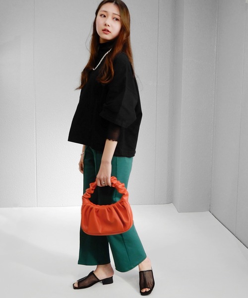 minia（ミニア）の「ギャザーハンドルバッグ　◇（ハンドバッグ・レディース・ブラック/グリーン/オレンジ・FREE）」の8枚目の写真